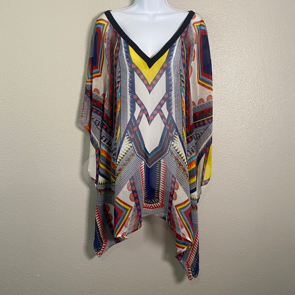 Boho Cover Up Small Bohemian Sheer Oversized Artsy Aztec Western Summer Beach
